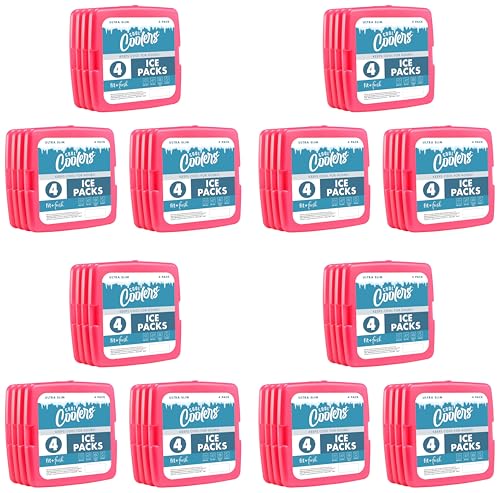 Image of Cool Coolers by Fit & Fresh Slim Ice Packs, Quick Freeze Reusable Ice Packs for Lunch Boxes & Coolers, Long-Lasting, Space Saving Lunch Ice Packs, Blue, 4Pk