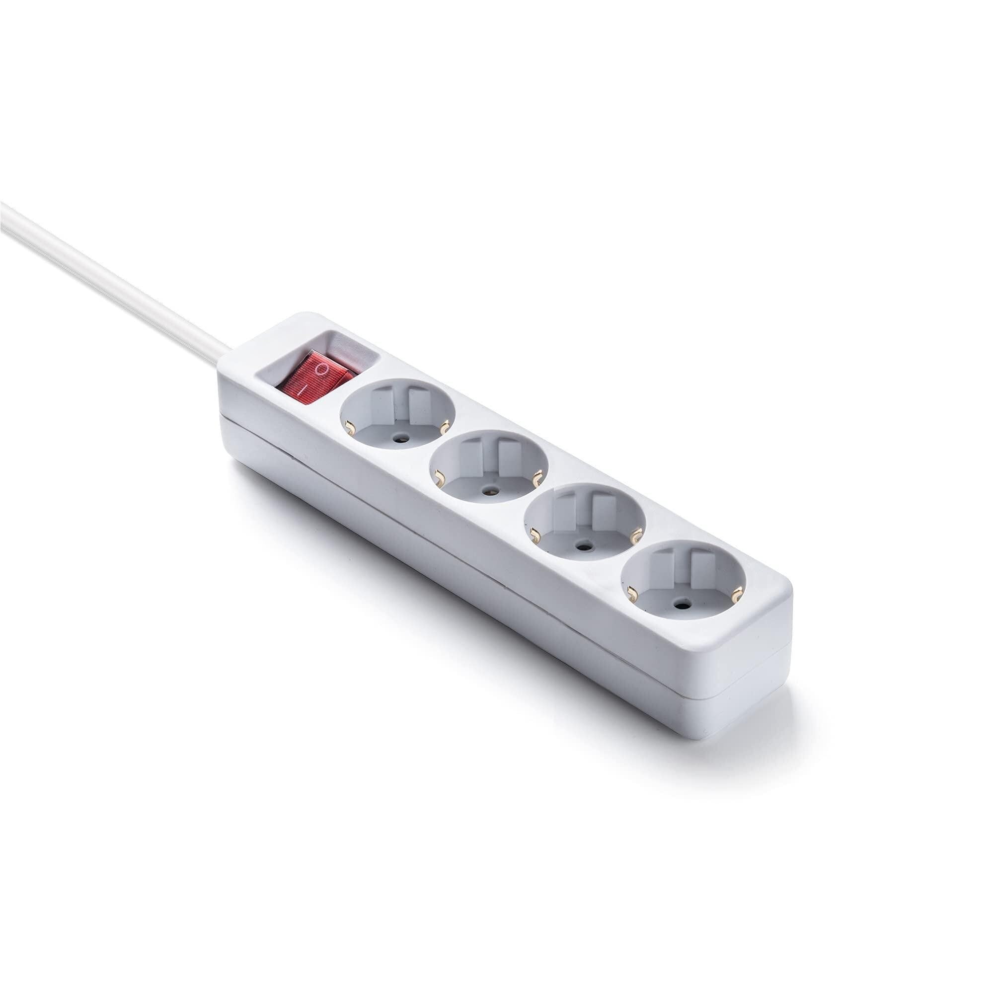 Famatel 9/​704 Regleta ecosockets 4 Enchufes con Interruptor de Encendido | 1,​5 Metros | hasta 250W | Protección Infantil | Orientación Tomas a 45o | Evita consumos Fantasma | Blanco