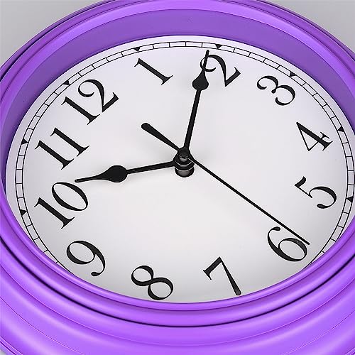 Topkey Silent Wall Clock Kitchen 9 Inch Retro Non-ticking Decorative Bedroom Office Wall Clock - Dark Violet - Image 2