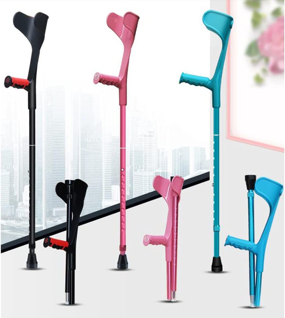 Muletas de antebrazo Ajustables con puño Abierto, muletas de Codo Plegables portátiles para Adultos, Hombres, Mujeres, Bastones de aleación de Aluminio, rodamiento de 220 Libras. (Color : C)
