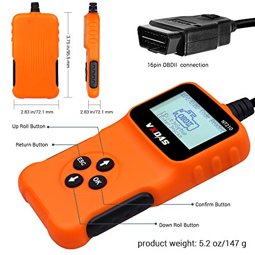 Arozk OBD2 Scanner,Universal OBD2 Code Reader Car Automotive Engine Light Error Diagnostic Scan Tool,Read & Erase Fault Code DTC View Check Emission Monitor Status for OBDII Protocol Vehicle from 1996