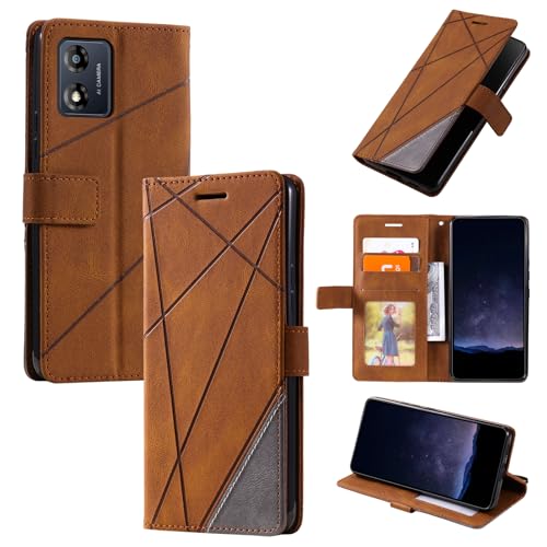 QiongniAN kompatibel mit TCL 303 Hülle Leder,kompatibel mit Alcatel 1B 2022 5031G 5031J 5031D 5031A Hülle Klapphülle Handytasche Hülle Brown