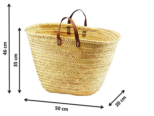 Korbtaschen Kobolo Strandtasche aus Palmblatt mit Ledergriffen