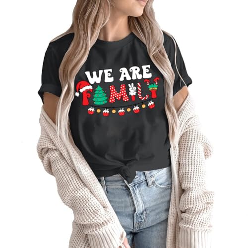 Image of Merry Christmas Family Shirts Plus Size Tops Couple Outfit Tee Parent-Child Short Sleeves Christmas Top