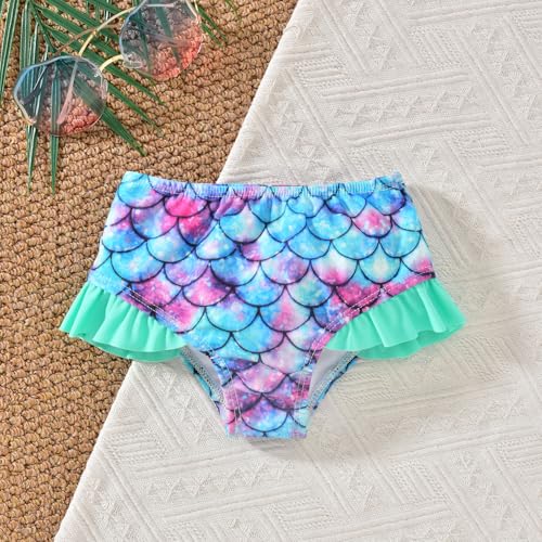 Image of HINTINA Toddler Girl Swimsuit Tiered Ruffle Bathing Suit 2 Piece Bikini Set with Cover Up Skirt