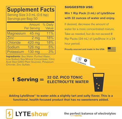 Image of LyteLine Electrolyte Drops for Water - Sugar-Free for Hydration and Immune Support - 50 Single Servings - Keto Friendly - Zinc and Magnesium for Rapid Rehydration