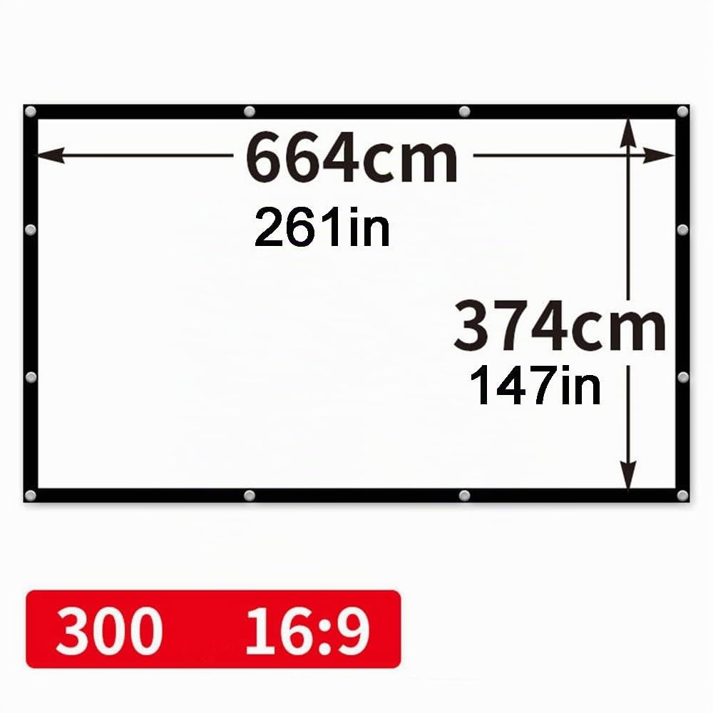 Schermo Per Proiettore Cinematografico Da 300 Pollici Schermo Per Proiezione Pieghevole Per Esterni, Schermo Per Proiettore Per Home Theater 16:9 Tela Antirughe Di Grandi Dimensioni Per Cortil