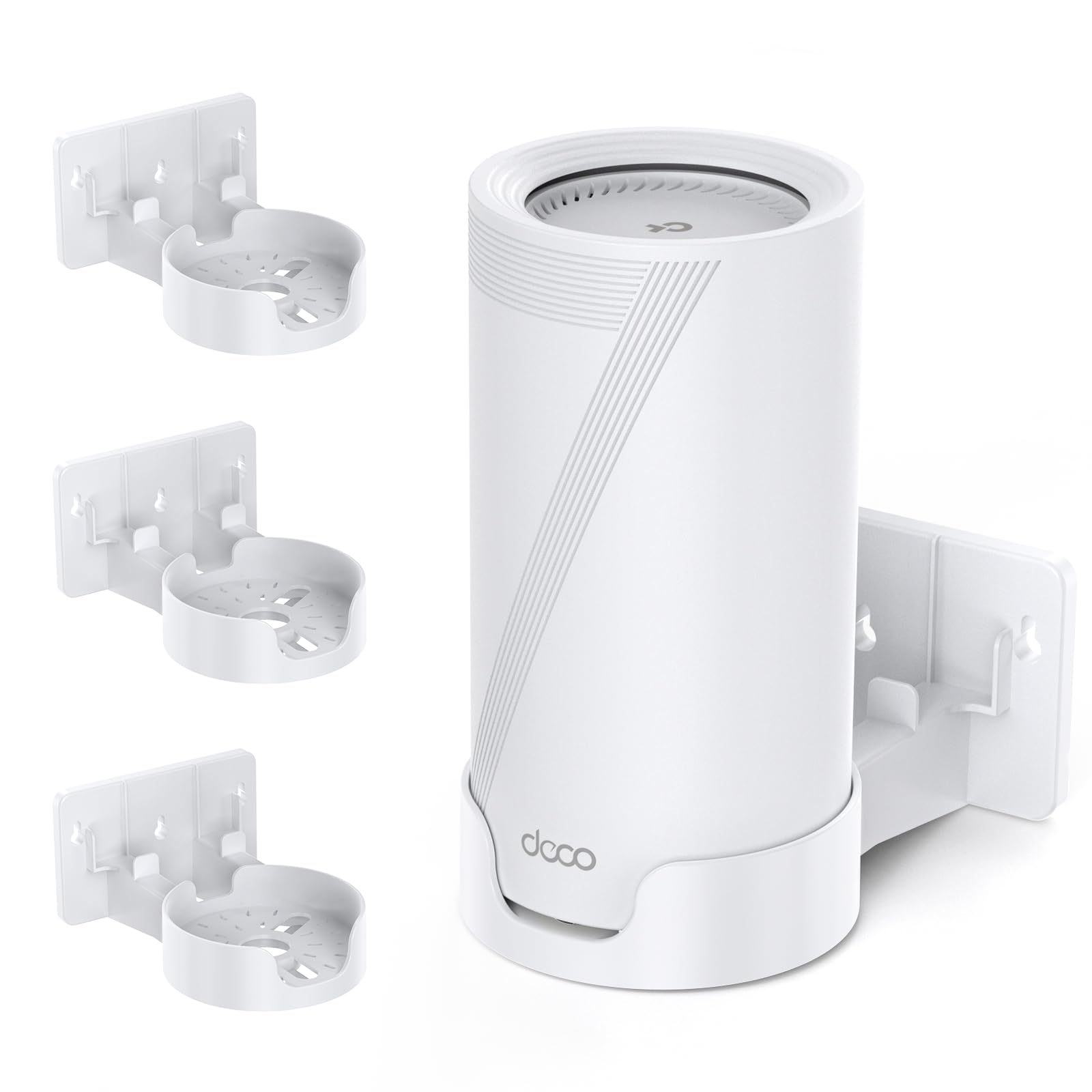 Wall Mount for TP-Link Deco BE65-5G/BE75/BE85/BE95/BE10000/BE22000/BE33000 Mesh WiFi 7, Upgraded ABS Bracket Holder with Cable & Power Adapter Storage, Easy Installation (White-3)-image-31