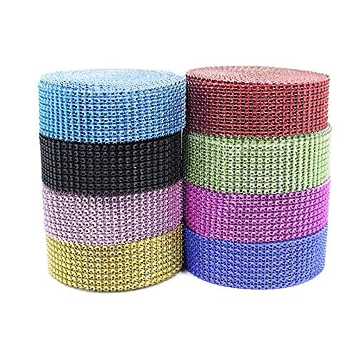 Tuxiaobu Nastro In Maglia Di Strass Argento 4 File - 10 Metri, Diamante Acrilico Per Decorazioni Fai Da Te (Matrimoni, Compleanni, Auto)