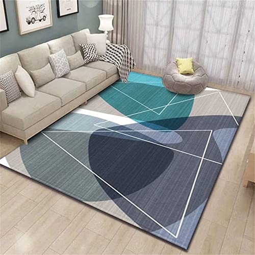 Tapis antidérapant de salon moderne bleu 180x250cm grand format - 2