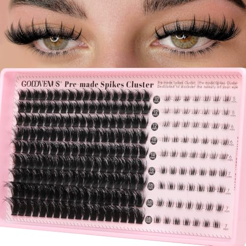 Image of Goddvenus Manga Fluffy Eyelash Clusters with Spikes and Bottom Lash Cluster | 5D volume individual lashes D curl lash cluster reusable Cluster Eyelash Extension natural wispy eyelashes cluster