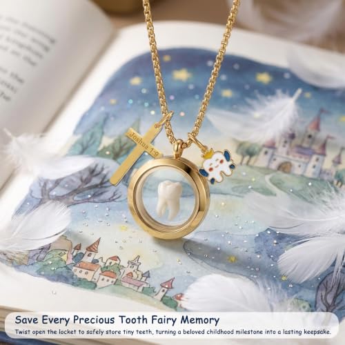 Image of PARTNER Meaningful Tooth Fairy Gifts for Women First Lost Tooth Keepsake for Celebration & Reward with Message Card Milestone Jewelry Gift from Toothfairy