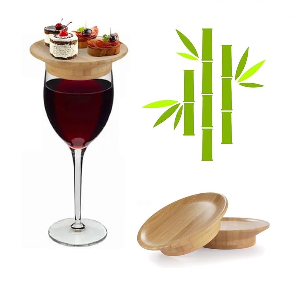 Bloepum Wine Glass Gourmet Tray Bamboo Wine Glass Lid Wine Glass Tray.