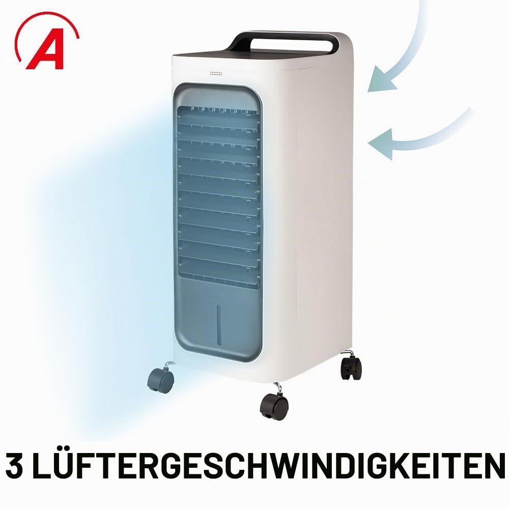 ARDES - ARCF02 Kühl- und Wärmezirkulator TAO mit Fernbedienung, Touch Controls und Display - 3-stufiger Verdunstungskühler mit Lamellenoszillation und Staubfilter - Transportierbar