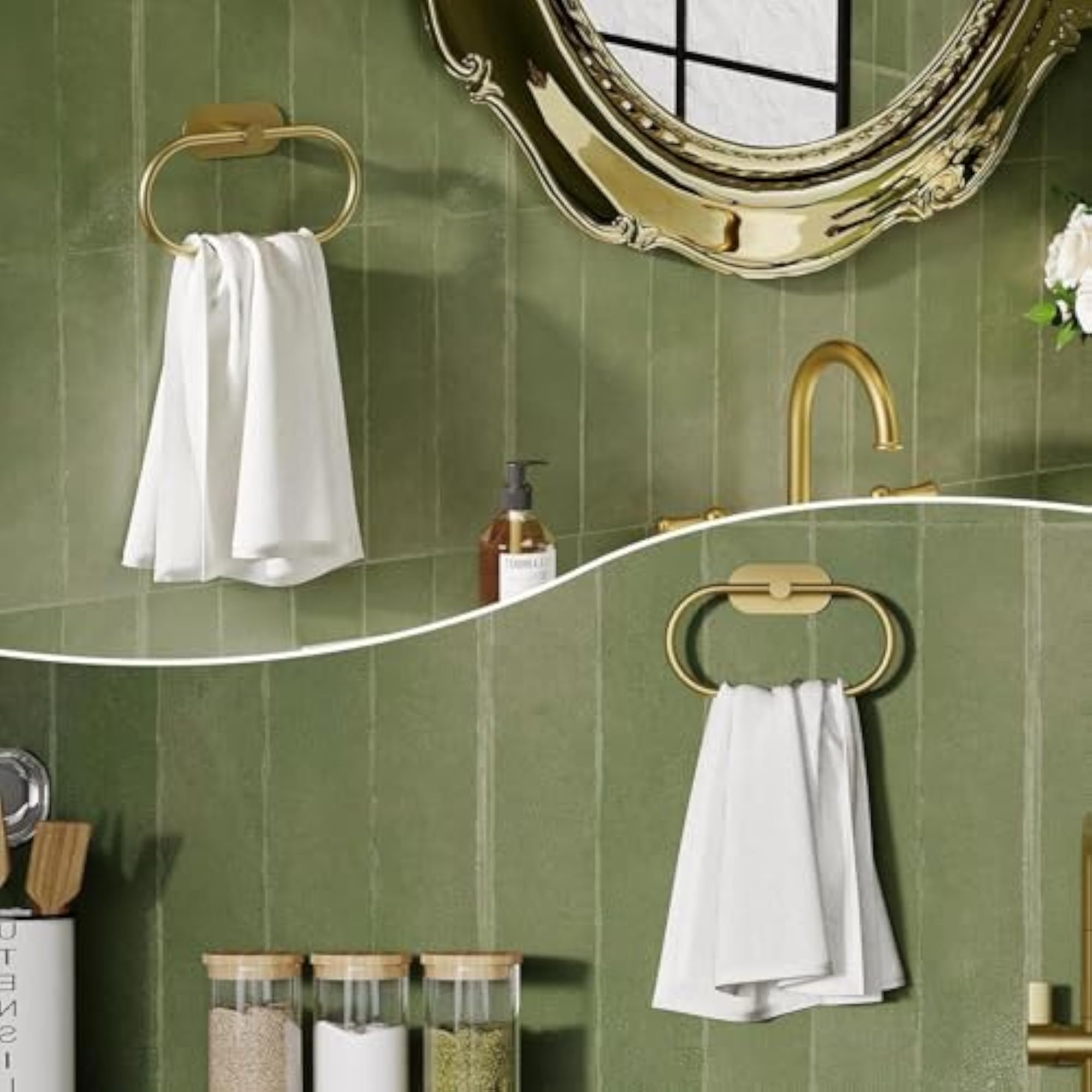 Self Adhesive Towel Holder for Bathroom, Gold Finish