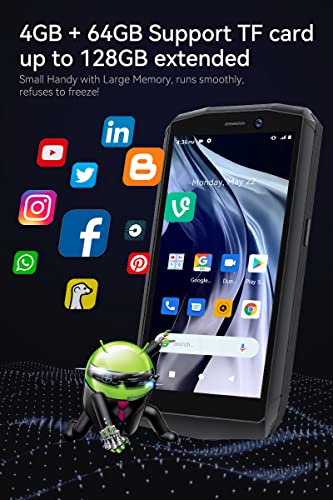 Cubot Pocket 4.0 Inch Mobile Phone, 4G Smartphone Sim Free Phones Unlocked, Android 11 Small Phone,16Mp Camera,3000Mah,4Gb+64Gb/128Gb Extension,Face Id/Nfc/Gps (Black) #TOP4