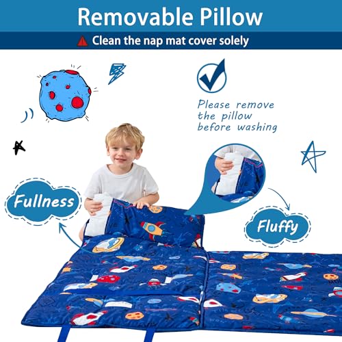 Image of Lasoftan Toddler Nap Mat with Pillow and Blanket, Extra Large Rolled Napping Mats,Slumber Bags for Boys Girls,Kids Sleeping Bag for Daycare, Preschool Travel Camping