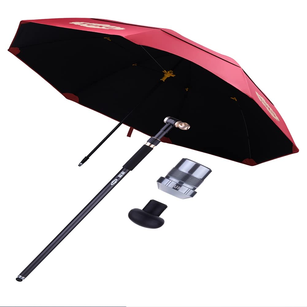Składany Regulowana wysokość Parasol przeciwsłoneczny,Czarna guma Pręt ze stopu aluminium Przechylny odporność na ultrafiolet do ogrodu,na balkon,taras(Pink,2.4m/7.9ft)
