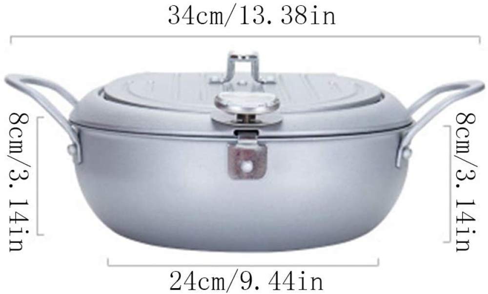 DQM Revestimiento Antiadherente Sartén con termómetro Tempura Fryer Pot, freidora, Perfecta for freír.Estufa De Gas, Placa De Inducción, Estufa Eléctrica.fácil de Limpiar