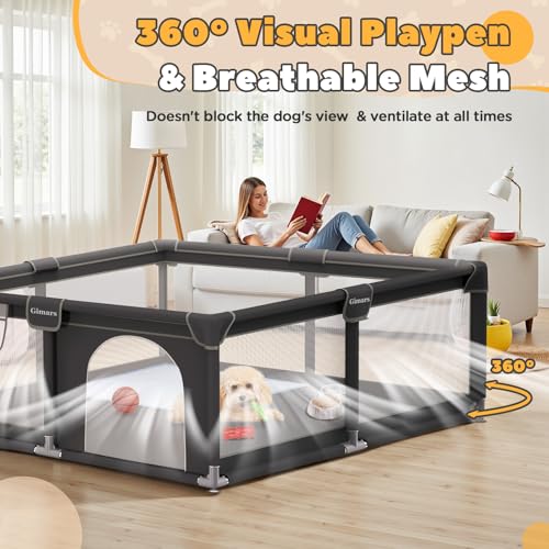 127x127x66 cm Welpengehege Mit Tür, Hundespielgehege Für Welpen Oder Kleine Hunde, Stabiles Sicherheitszaungehege Mit Dickem Stoff, Robustem Nylonnetz, Maschinenwaschbar