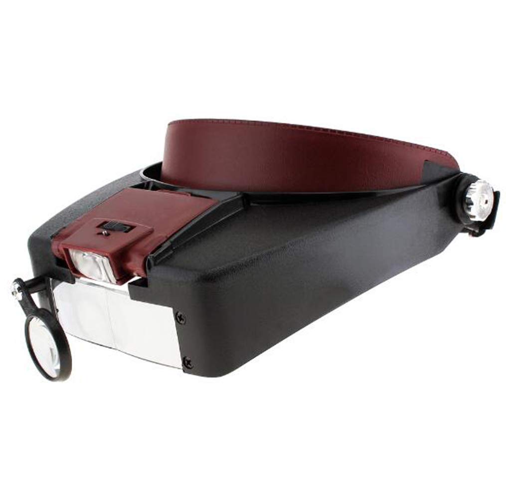Diadema con luz LED, Visera de Lupa iluminada para Lectura, Lupa de joyería, reparación electrónica de Relojes/Negro de Amor