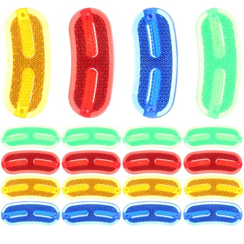 SOPOTUTU 20 Piezas Reflectores Compactos para Ruedas Señalización Reflectante Reemplazable Diseño Duradero Colores Amarillo Azul Rojo y Verde para Bicicletas y Seguridad Vial