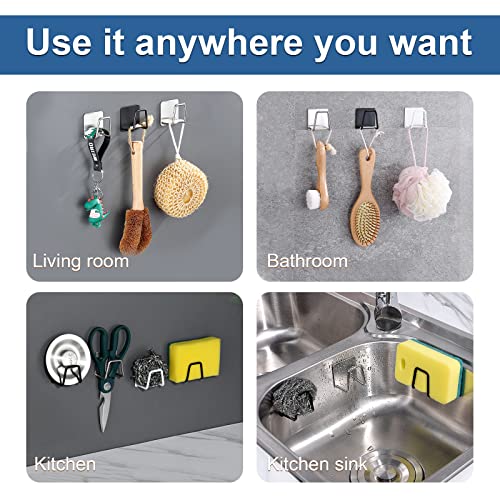 Image of Sponge Holder for Kitchen Sink Caddy, Strong Adhesive Sponge Holder for Sink Counter, Dish Sponge and Brush Holder, Premium SUS304 Stainless Steel Rust Proof Waterproof-White(2 Pack)