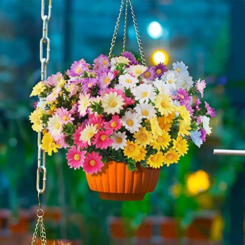 12 Bundles Artificial Fake Flowers For Outdoor Decoration,Uv Resistant Faux Plastic Fabric Greenery Shrubs Plants Fake Flowers Hanging Planter Kitchen Home Wedding Office Garden #TOP3