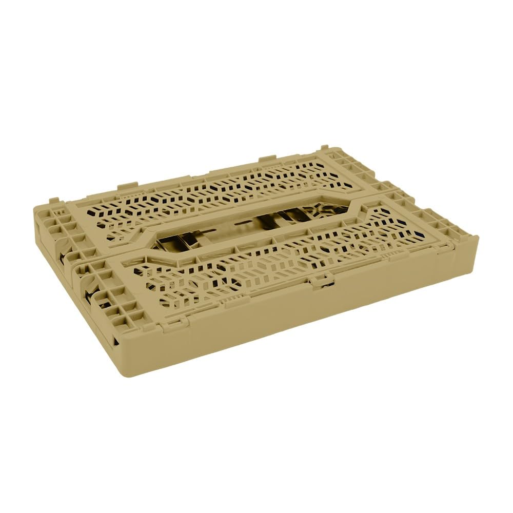 Lote de 4 cajas de almacenamiento plegables 27x17x10,5 cm Plástico amarillo con asas