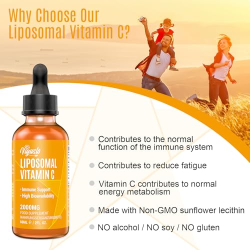 Liposomales Vitamin C Flüssig 2000mg, Hohe Absorption Vit C Tropfen, Antioxidans-Nahrungsergänzungsmittel, Vegan