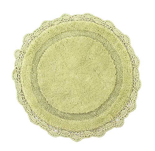 WARISI - Crochet Collection - Designer, Plush 100% Cotton Round, Oval Bath Area Rug (36 inches, Pale Green)