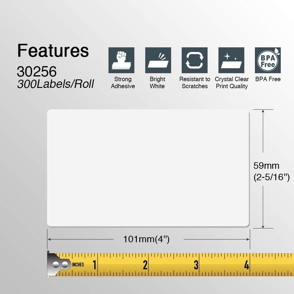 BETCKEY - Compatible DYMO 30256 (2-5/16" x 4") Replacement Shipping Labels - Compatible with Rollo, DYMO Labelwriter 450, 4XL & Zebra Desktop Printers[1 Rolls/300 Labels] image 3