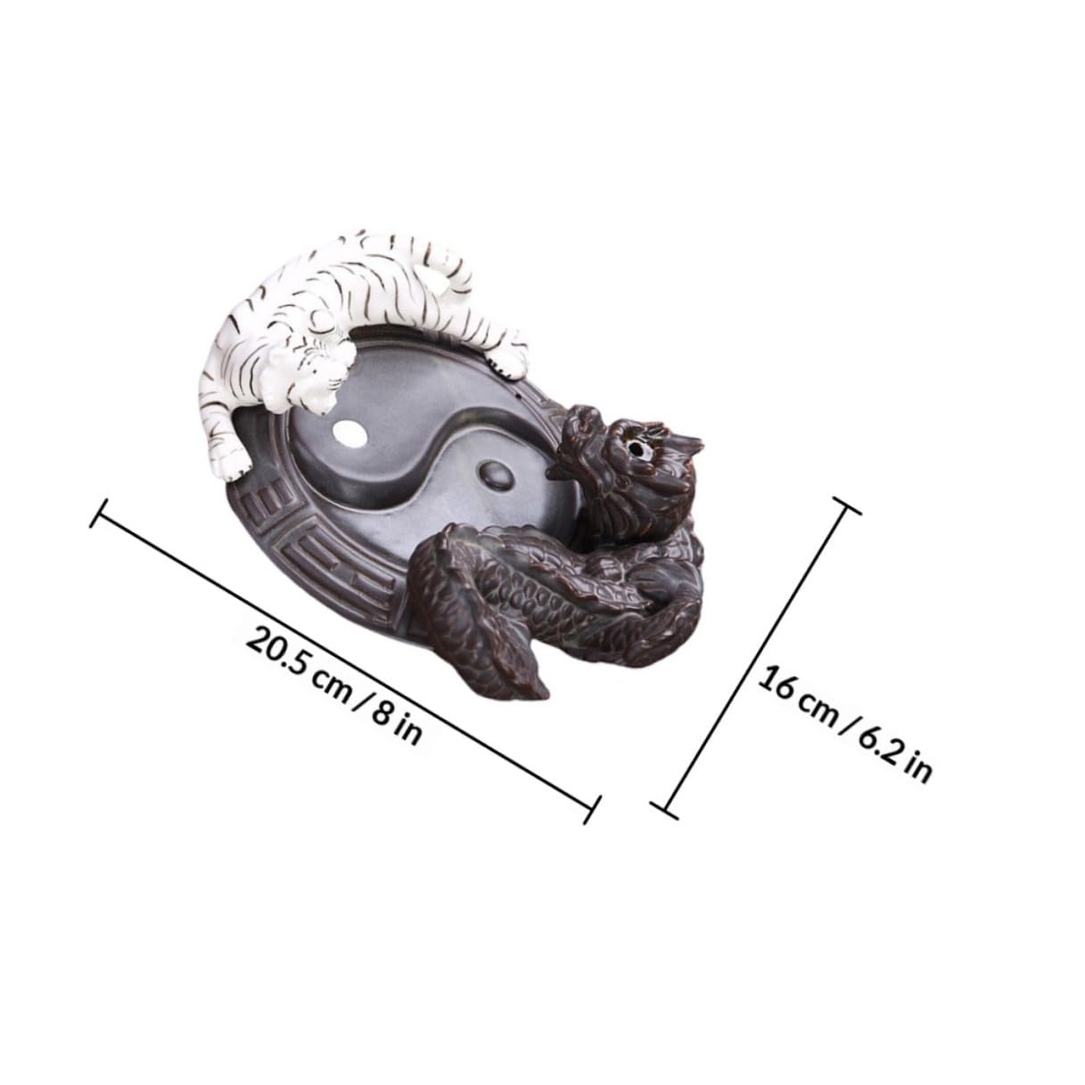 SOLUSTRE Keramik Rückfluss Kegel Räucherstäbchenhalter im Klassischen Stil mit Drachen und Tigerform für Meditation und Schlafzimmer Dekoratives Räuchergefäß