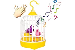 HWD Voice-Activated Induction Bird in Cage Toy with Singing, Chirping, and Fluttering Features