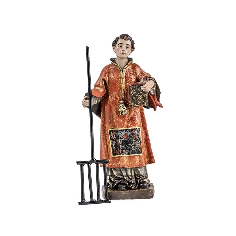 DRW Figura de San Lorenzo de Resina Pintado a Mano 6x6x13 cm