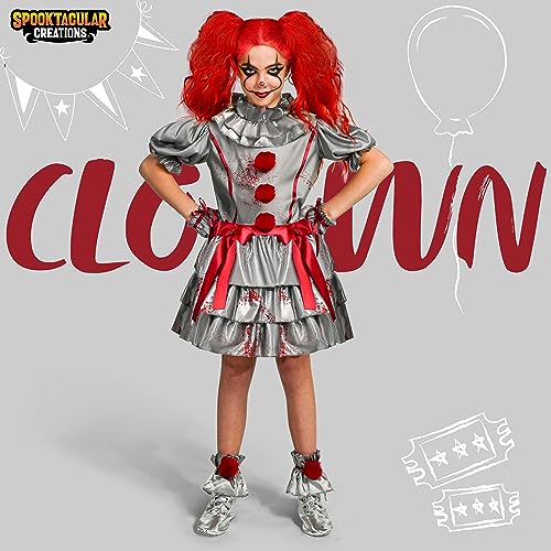 Spooktacular Creations Girls Clown Costume, Evil Clown Dress, Halloween Scary Jester Costume for Girls Halloween2