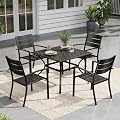 Sophia & William Metal Patio Outdoor Table and Chairs 5 Piece Dining Set - 37" Square Bistro Table and 4 Backyard Garden Chairs, Table with 1.57" Umbrella Hole