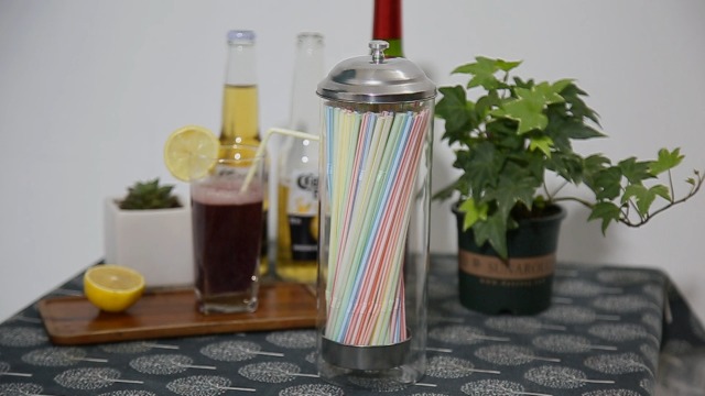 Pack de 6 pailles en verre | 15cm Transparent avec logos | Pailles réutilisables & sans