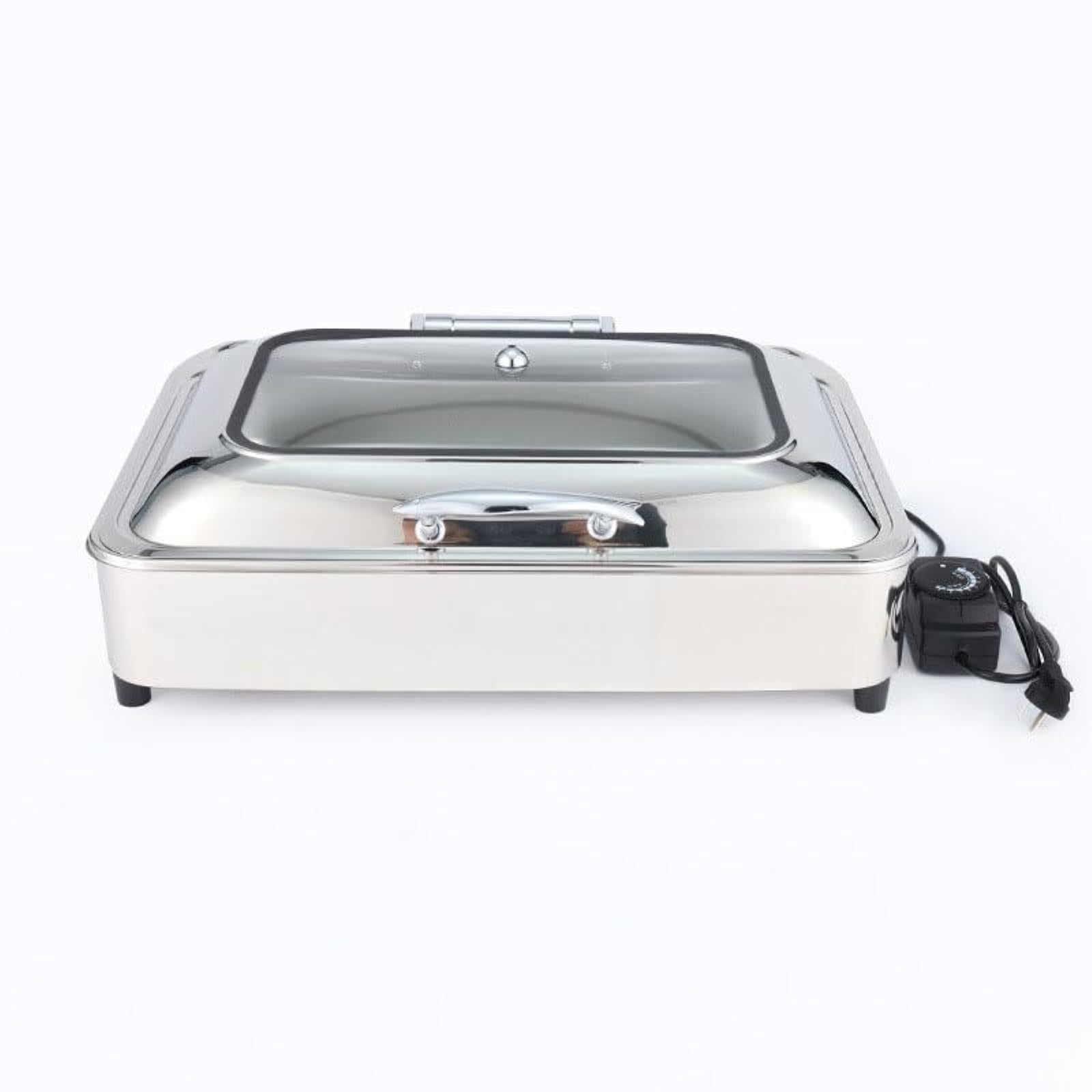 Set scaldavivande e scalda Buffet rettangolari da 9 Litri | Con scaldavivande elettrico in acciaio inossidabile lucidato a specchio, perfetto for le feste(Silver)