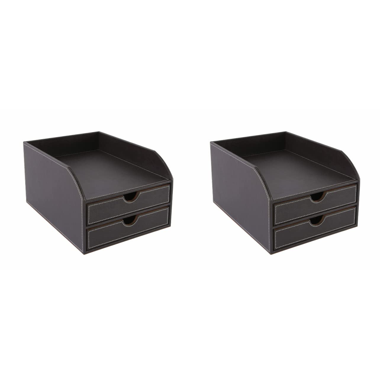 OSCO Faux Leather 2 Tier Sorter with Letter Tray - Brown (Pack of 2) — image 1