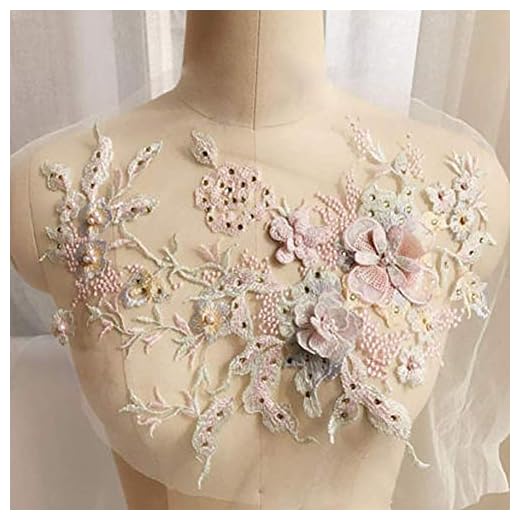vap26 Bordado Aplique Pedrería Decoración Hogar Hecho a Mano con Cuentas Flores Perla 3D de Boda Costura Herramienta Tul Accesorios Bricolaje Tela Encaje Parches Adhesivo para la Ropa Vestido Novia