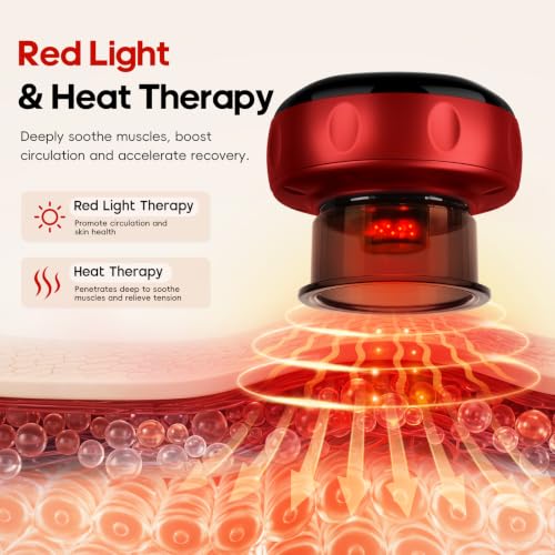 2 Pack Cupping Set, 7-in-1 Smart Cupping Kit for Massage Therapy with 2 Modes, Red Light Therapy and 20 Levels of Heat & Suction, Targeted at Muscle Soreness, Knots, Circulation & Tighter Skin - Image 3
