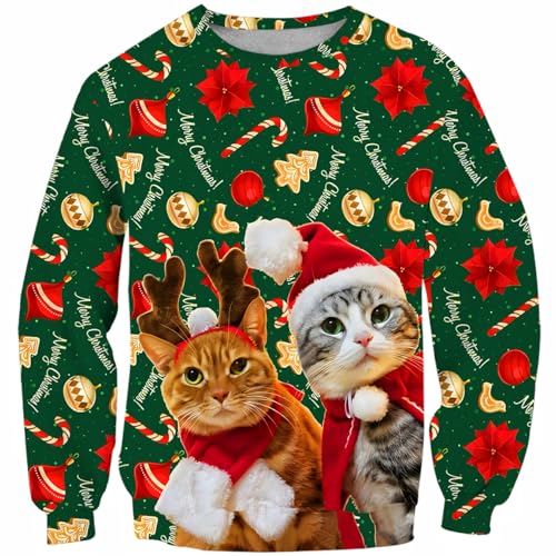 Kids Christmas Ugly Sweatshirt Boys Girls Funny 3D Graphic Xmas Pullover Long Sleeve Jumper Shirts Size 3-14T