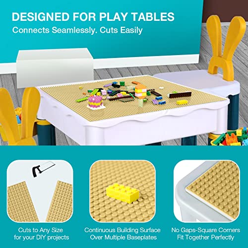 Image of Lekebaby 6 Pack Classic Baseplates 10 inch x 10 inch, Building Base Plates for Building Bricks, 100% Compatible with Major Brands and Activity Table-Baseplate, Sturdy & Safe, Age 3 and up Kids, Sand