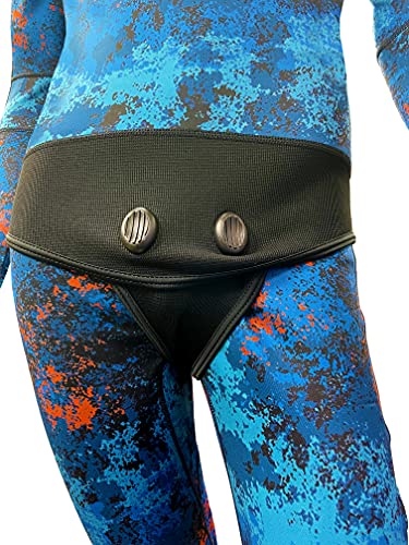 SPEARFISHING WORLD 1mm Stretch Neoprene 2-piece Wetsuit for Men Blue Camouflage Hooded Jacket, Loading Pad for Speargun, SCUBA Freediving, Spearfishing, Snorkeling or Swimmming (XLarge) - Thumbnail 7