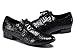 TDA Men's Fashion Comfort Lace-up Round Toe Black Leather Salsa Tango Ballroom Latin Modern Dance Shoes 10 M US