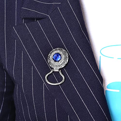 MJartoria Interchangeable Snap Buttons Centerpiece Rhinestone Eye Glass Holding Brooch (12pcs Blue-Rhinestone)3