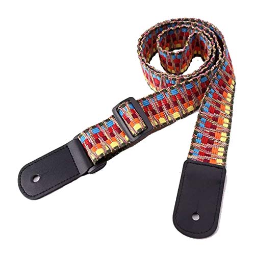 Sangle réglable à rayures avec extrémité en cuir pour ukulélé, guitare, banjo, mandoline - Les Beatles, Paul McCartney, John Lennon, RIngo Starr, George Harrison Sangle réglable à rayures avec extrémité en cuir pour ukulélé, guitare, banjo, mandoline