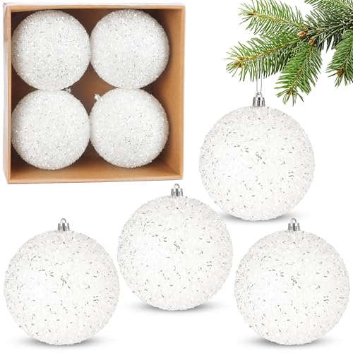 BRUBAKER Glitzer Weihnachtskugeln - 4er Set große Glitter Baumkugeln...