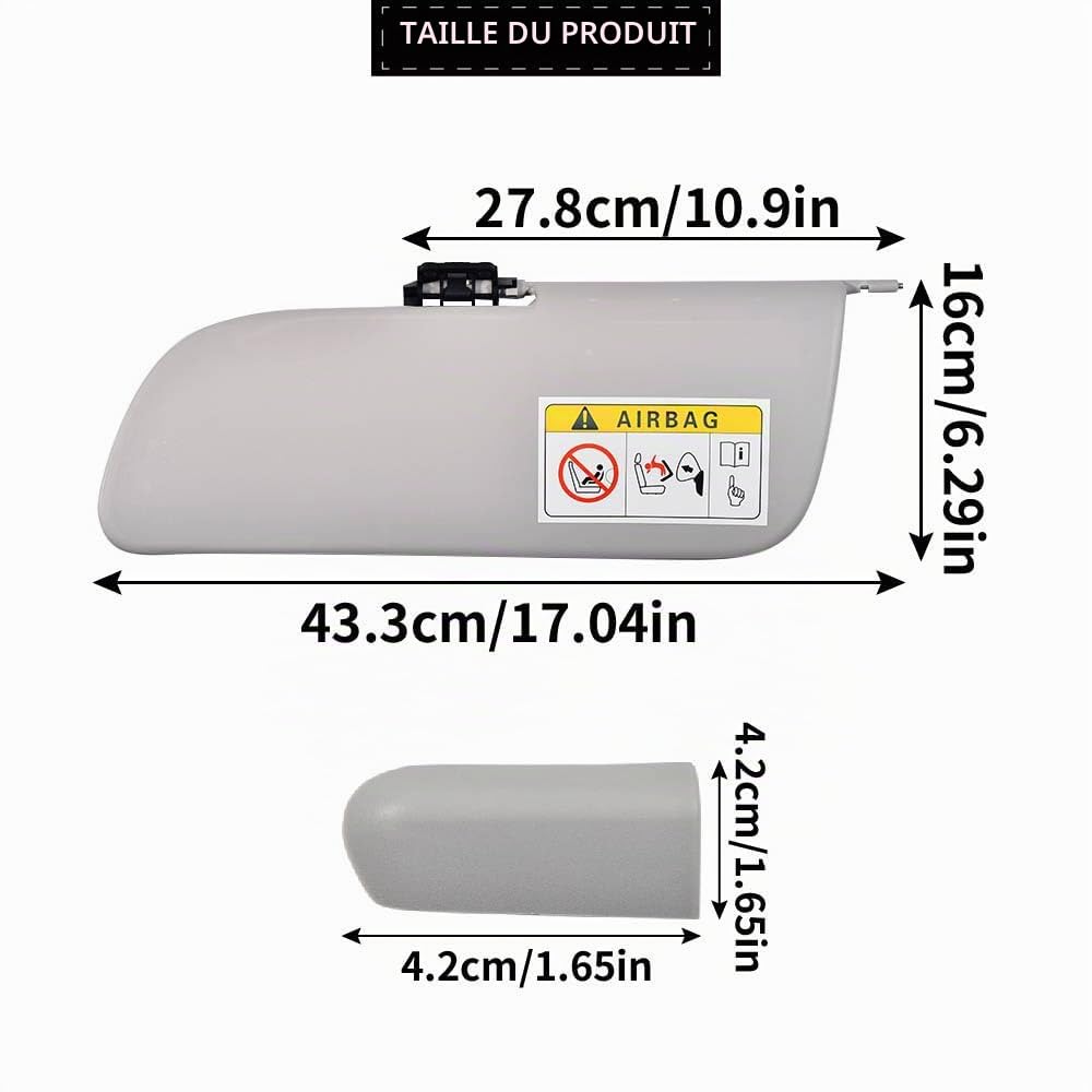 Protection Solaire pour Pare-Soleil de Voiture Siège Passager Avant Droit Compatible avec Citroën C3 II 2009-2016 1613251480 816381